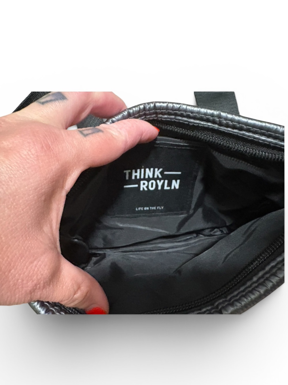 THINK ROYLN Bum Bag 2.0 Quilted Crossbody Bag in Liquid Charcoal - Picture 6 of 6
